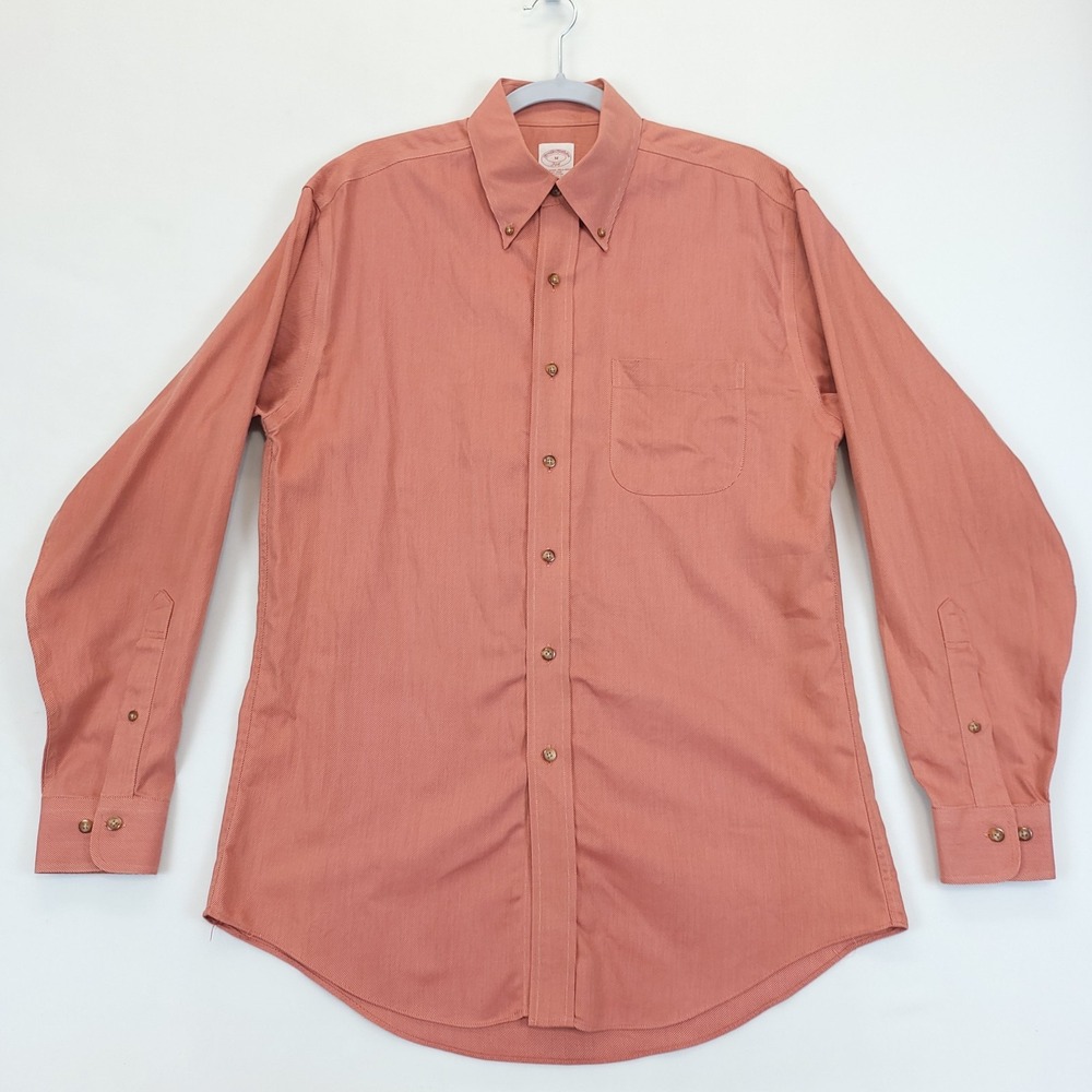 Brooks Brothers 346 Button Down Shirt Non-Iron Rust Men M Preppy Classic Office